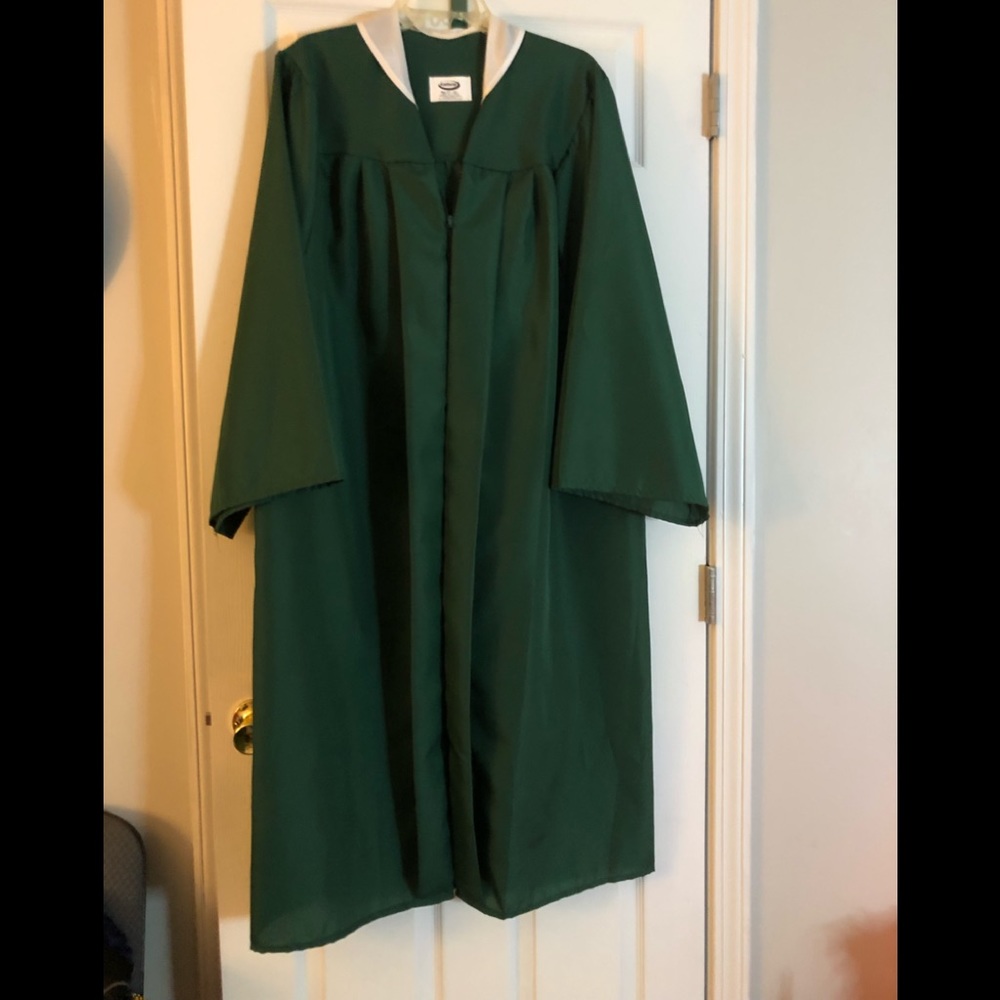 Josten’s Graduation Gown, Green w/White Collar